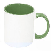 Кружка с заливкой и ручкой салатовая